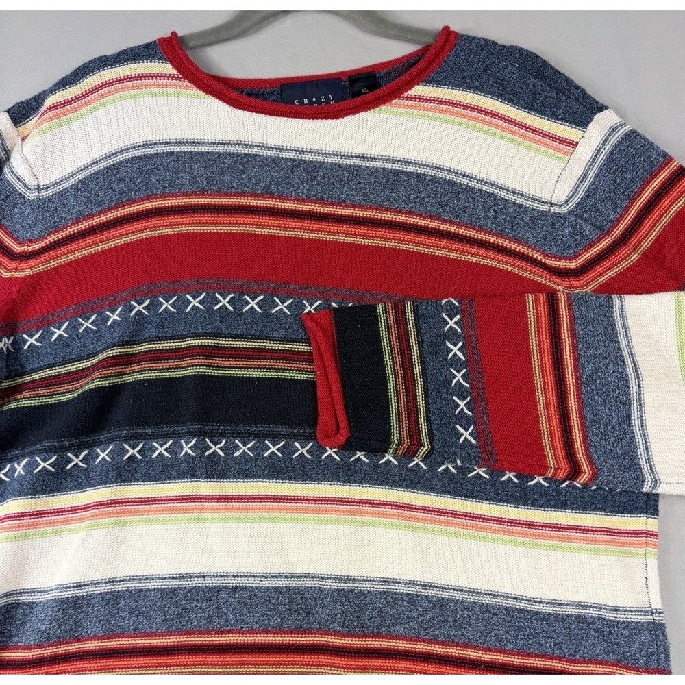 VTG Crazy Horse Liz Claiborne Striped Knit Jumper Sweater Crewneck Women's XL
